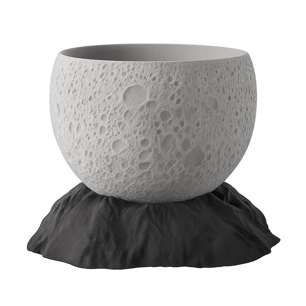 Ay Yüzeyi Desenli Saksı - 3D Baskı Dekoratif Tasarım