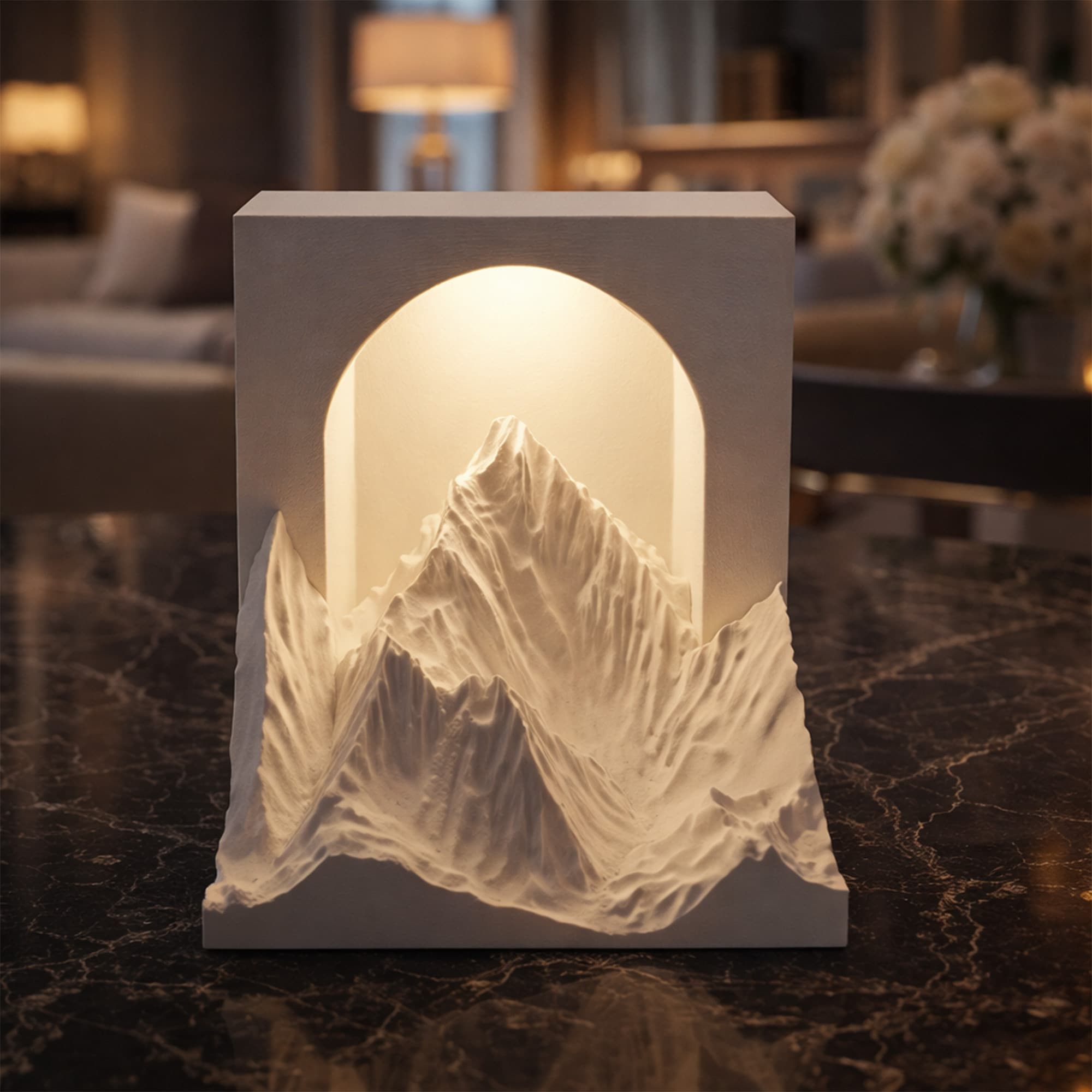 Fibrika Store Modern Archi Dağ Silueti Dekoratif Gece Lambası - Mat Beyaz