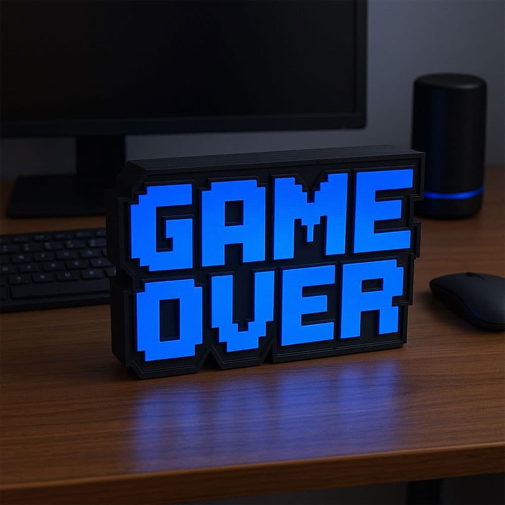 Game Over Light Box - Retro LED Işıklı Dekor
